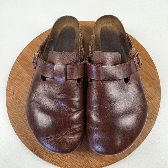 Birkenstock Boston Brown Leather Slip-On Clogs Mens Shoes Size EU 44 US 10 - Picture 1 of 8
